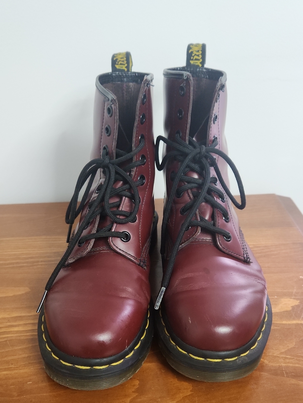 Dr. Martens Cherry Red Leather Lace-Up Boots